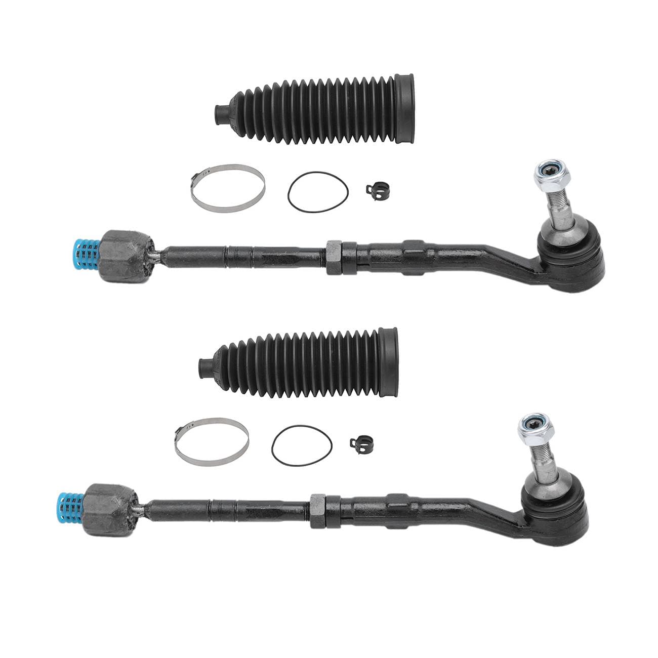 4PCS Front L & R Inner & Outer Tie Rod w/ Steering Rack Boot Kit for BMW E60