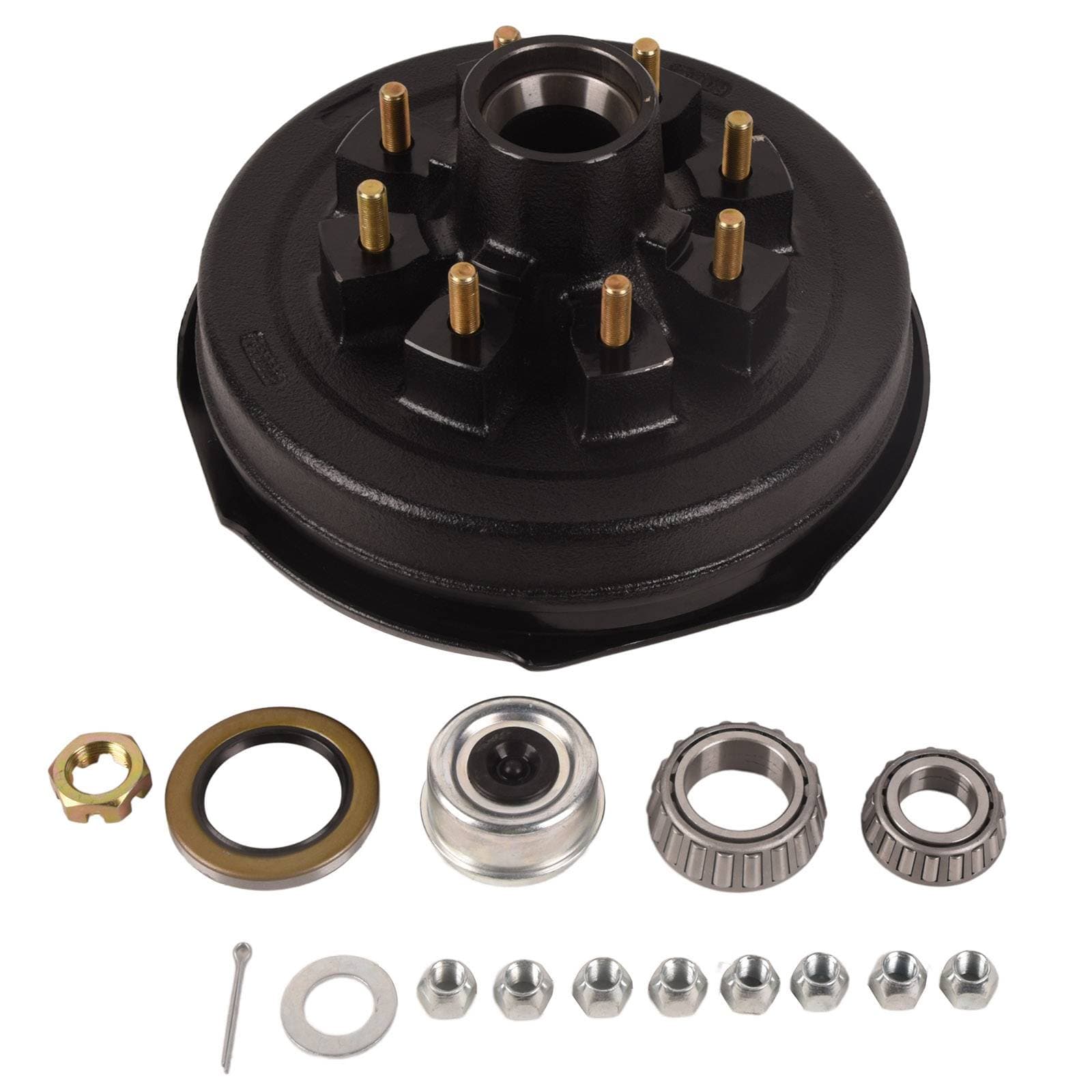 8 on 6.5" Trailer Hub Drum Kits 12"x2" Electric Brakes Right for 7000lb