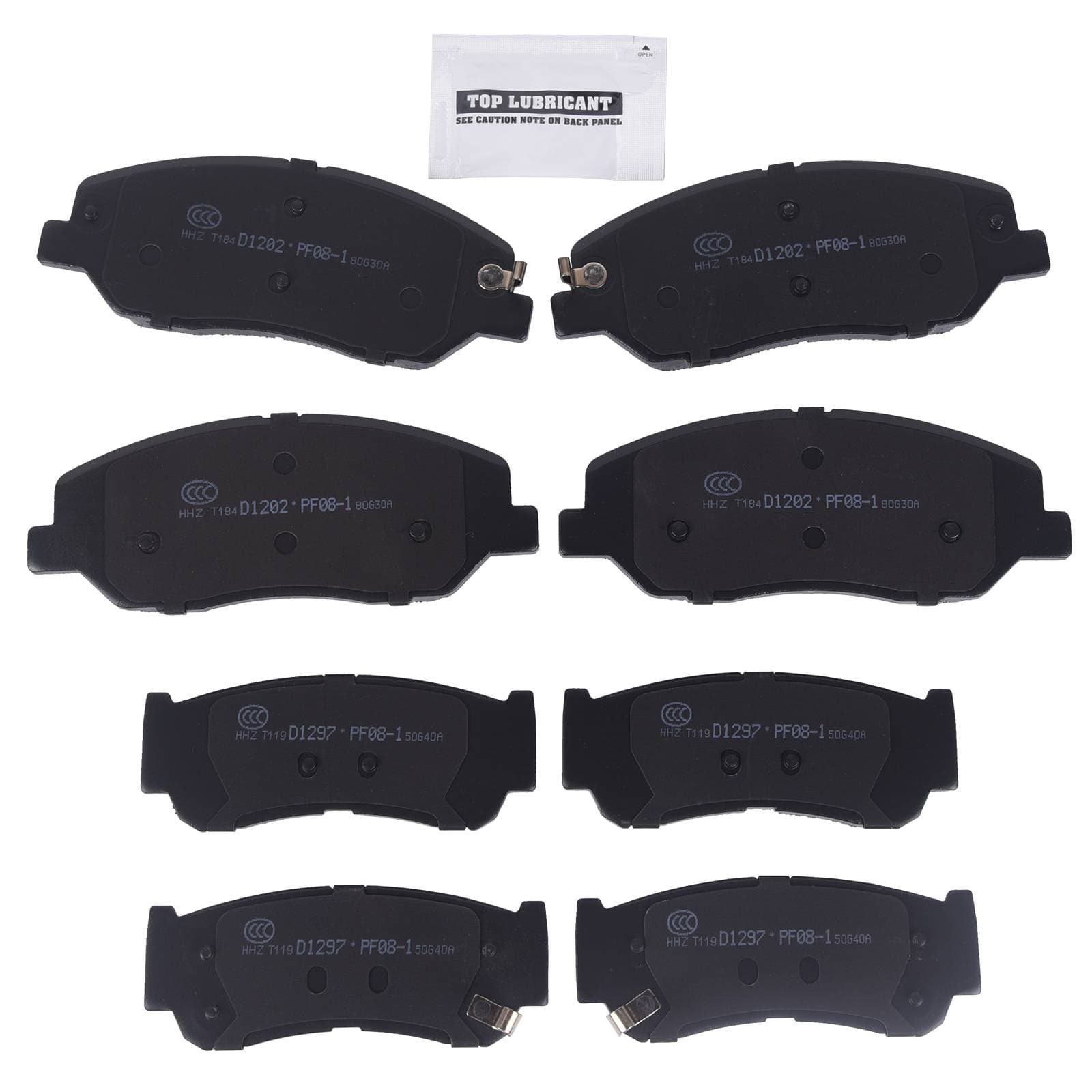 Front + Rear Disc Ceramic Brake Pads for 2007-2009 Hyundai Santa Fe D1202 D1297